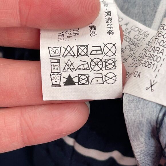 Zara Trafaluc Relaxed Tapered Leg Vertical Stripe Crop Pants Tie Waist Navy XS - Picture 10 of 10